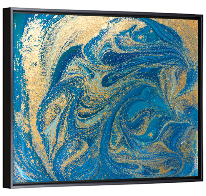 Hand Drawn Blue Marbling Texture Wall Art as a framed canvas