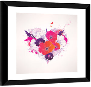 Floral Heart Abstract Wall Art