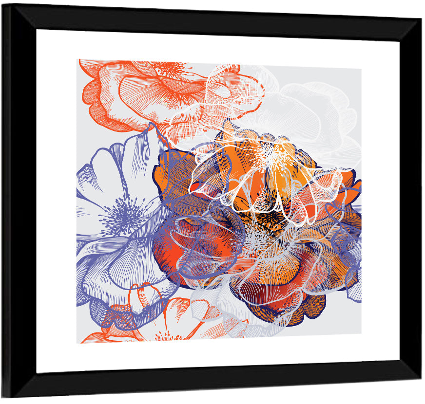 Layered Rose Collage Pattern Wall Art