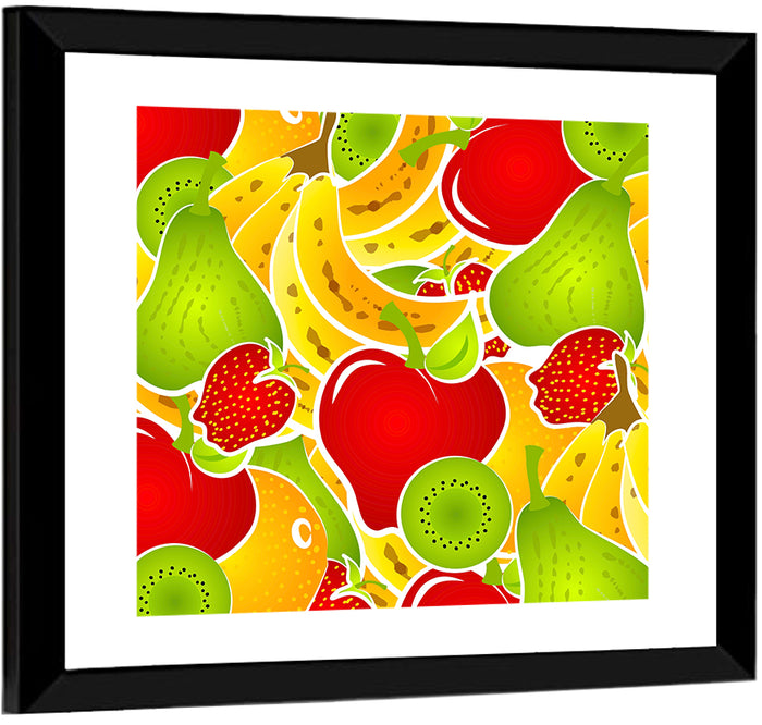 Healthy Fruit Pattern Wall Art as a framed print