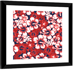 Surf Floral Hibiscus Pattern Wall Art