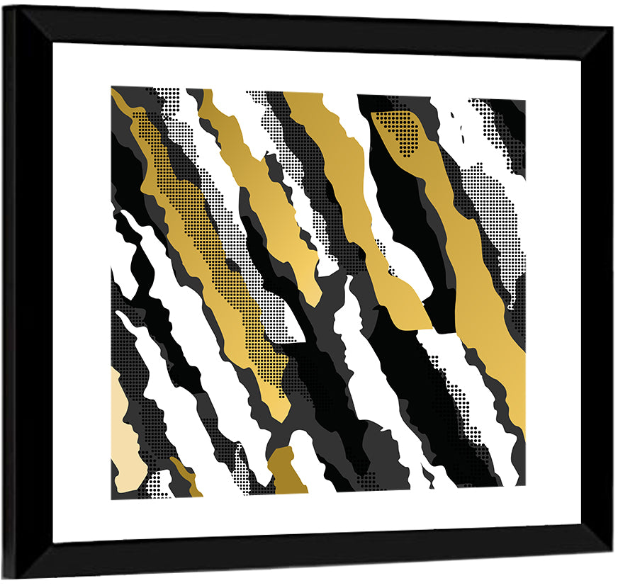 Retro 80s Diagonal Camouflage Pattern Wall Art