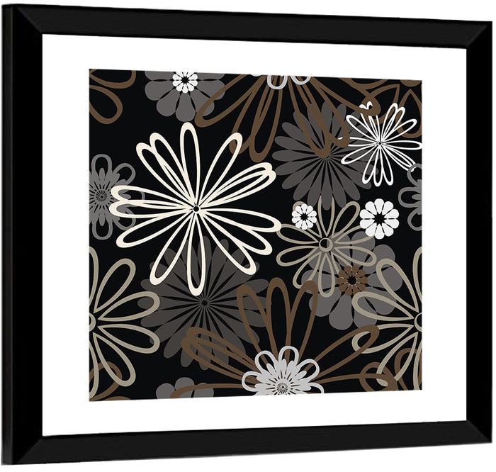 Retro Floral Illustration Wall Art as a framed print