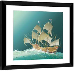 Galleon Mayflower In Sea Wall Art