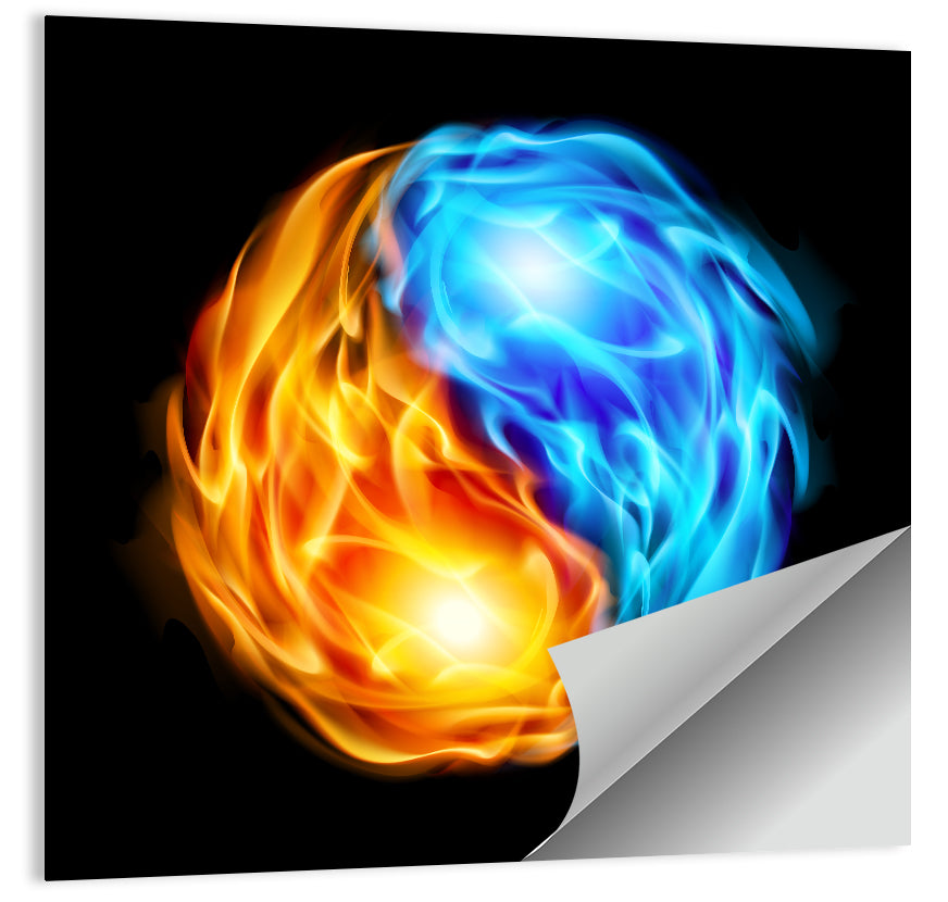 Flaming Yin Yang Symbol Wall Art