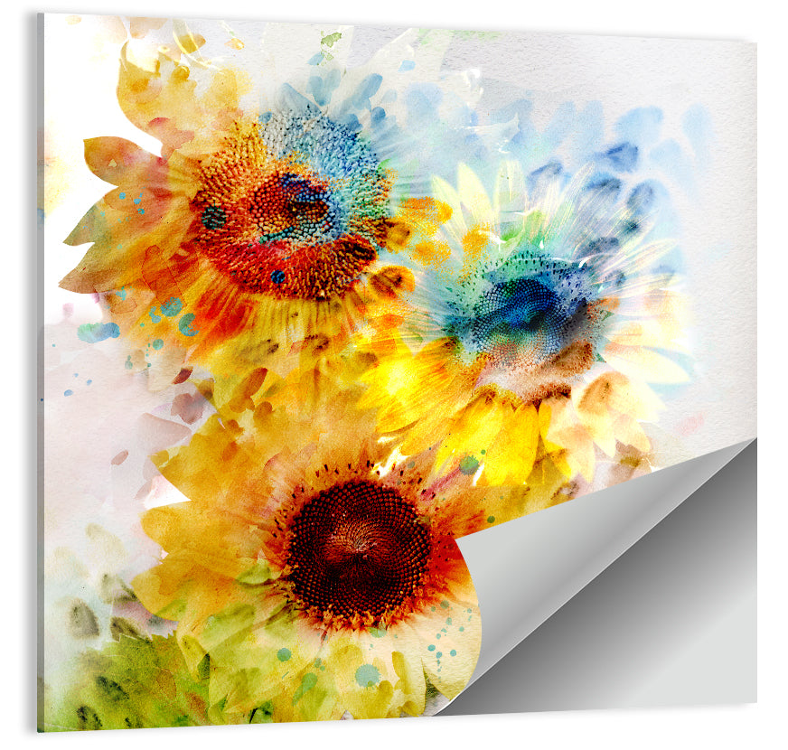 Watercolor Sunflower Wall Art