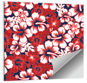 Surf Floral Hibiscus Pattern Wall Art