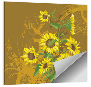 Sunflowers Bunch Illustration Wall Art