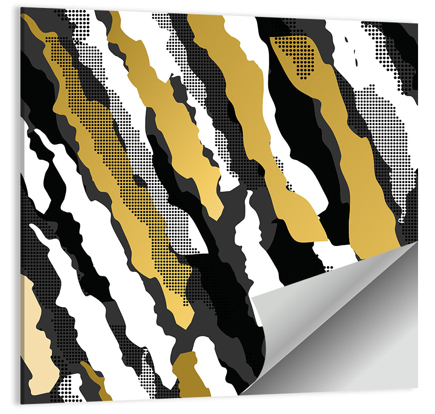 Retro 80s Diagonal Camouflage Pattern Wall Art