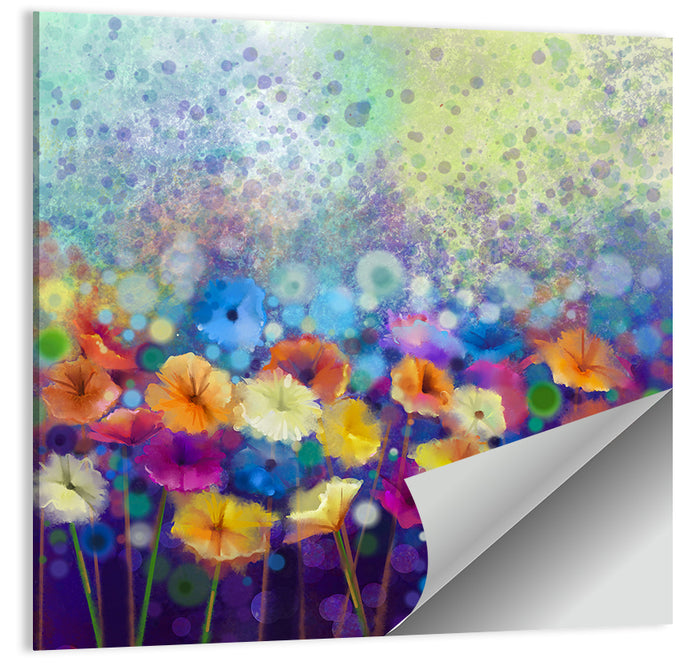 Blue Meadow Watercolor Floral Wall Art as a poster print