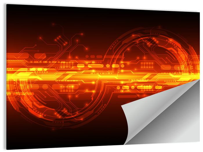 Glowing Circuitry Network Wall Art as a poster print