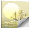 Sailing Ship Beneath Golden Sun Wall Art