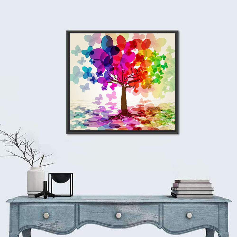 Rainbow Butterfly Tree Wall Art