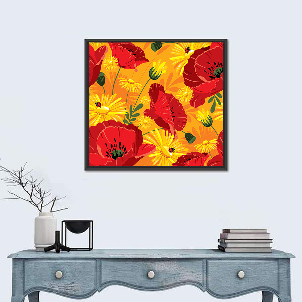 Poppies & Daisies Illustration Wall Art
