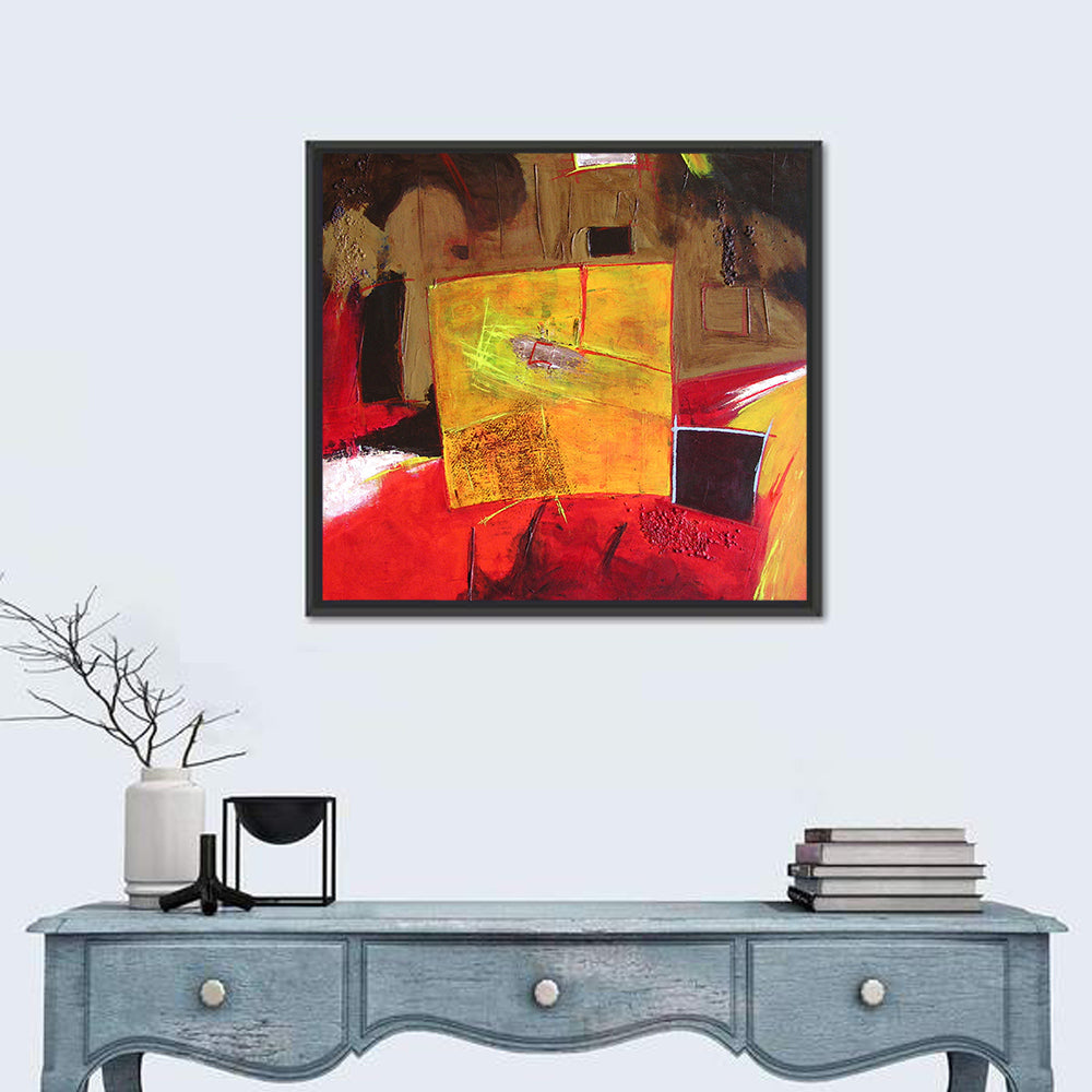 Geometric Abstract in Red and Yellow Wall Art