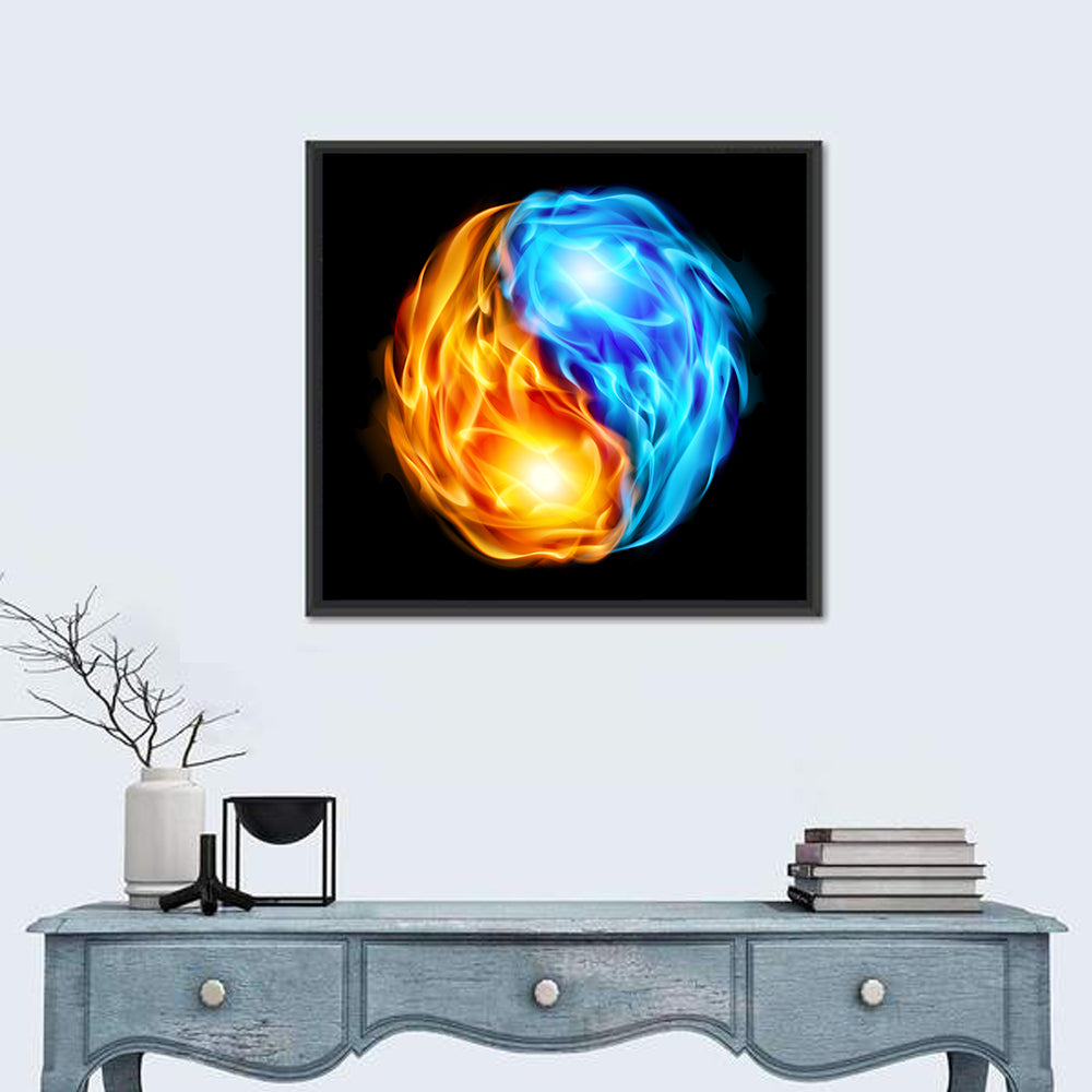 Flaming Yin Yang Symbol Wall Art