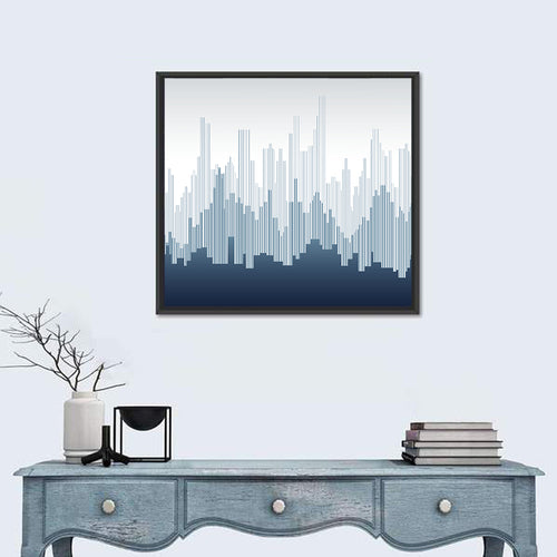 Abstract Blue City Skyline Wall Art