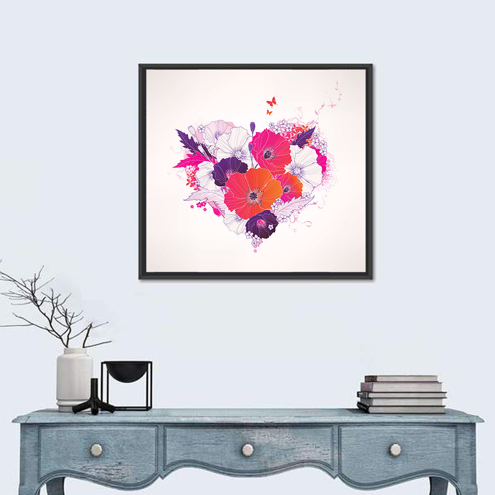 Floral Heart Abstract Wall Art