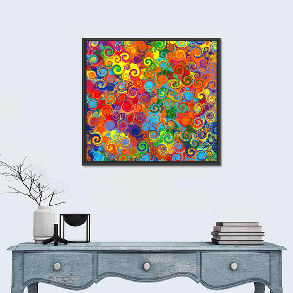 Colorful Spiral Circles Pattern Wall Art