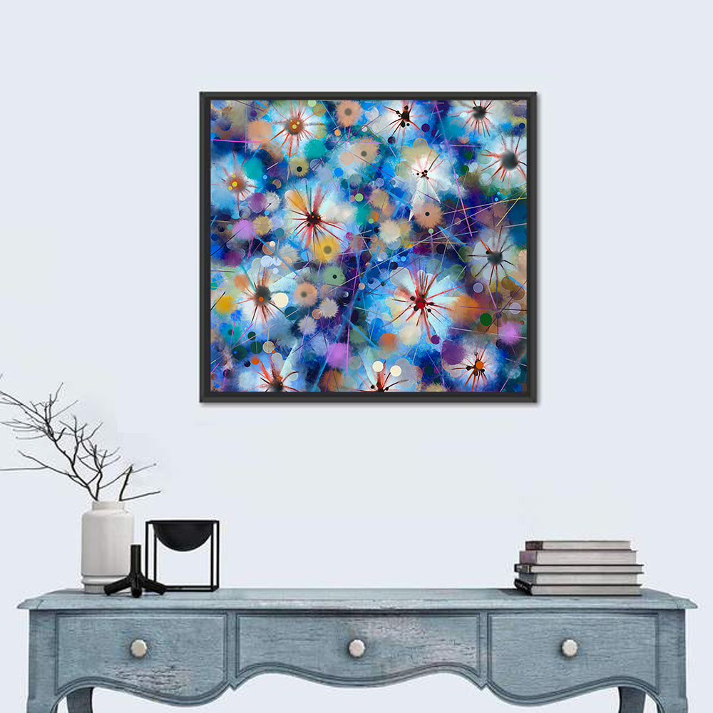 Blue Watercolor Floral Abstraction Wall Art