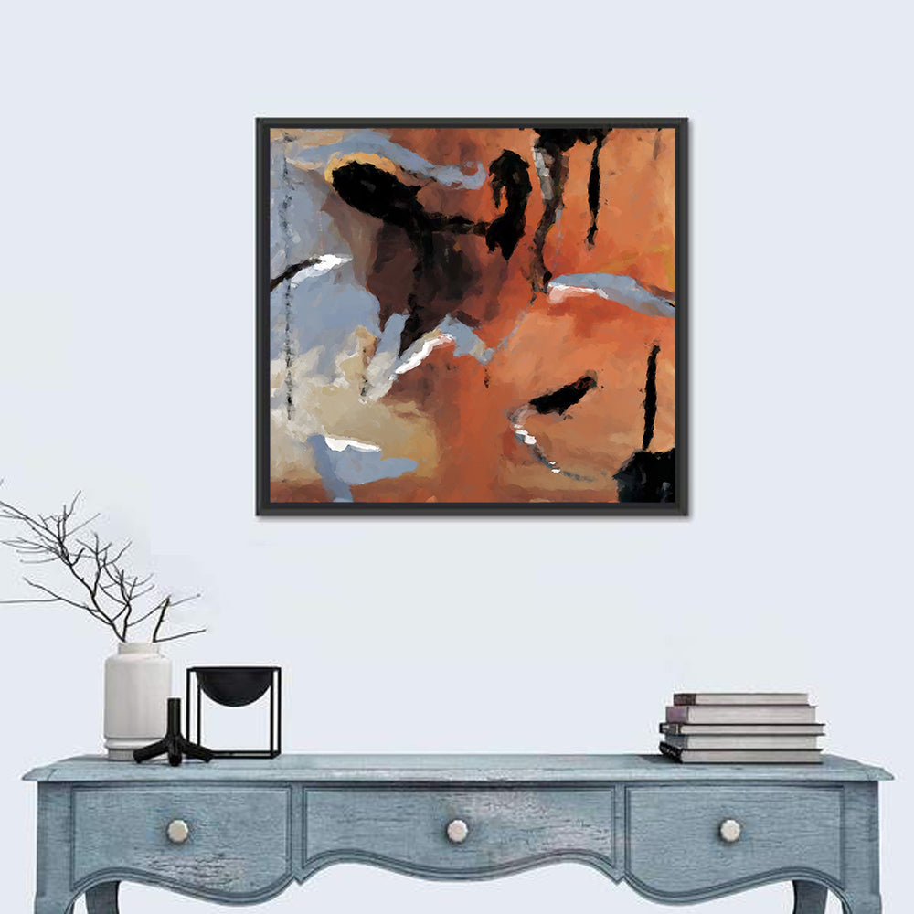 Barking Dog Gestural Abstract Wall Art in a room, square