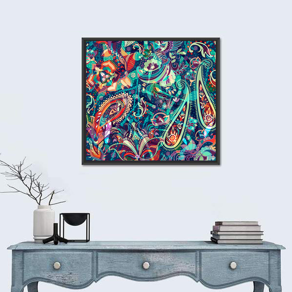 Bohemian Paisley Floral Pattern Wall Art