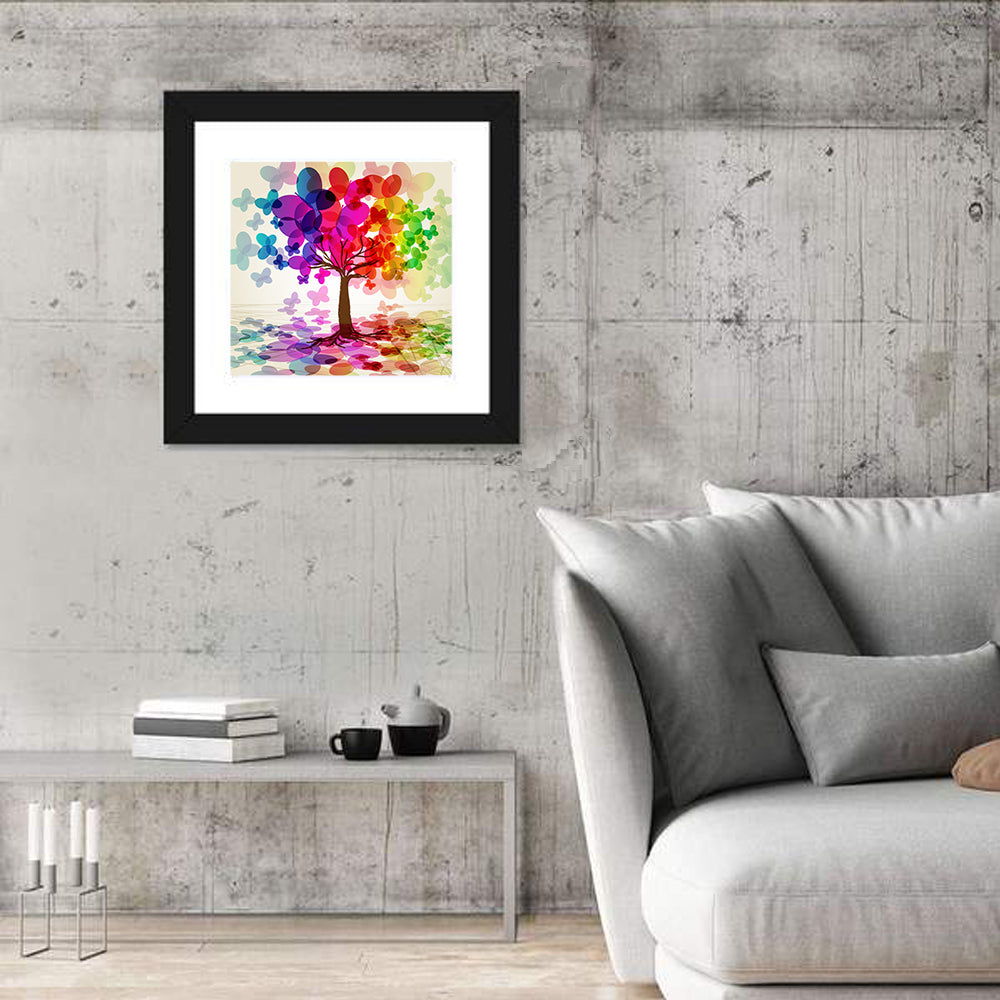 Rainbow Butterfly Tree Wall Art