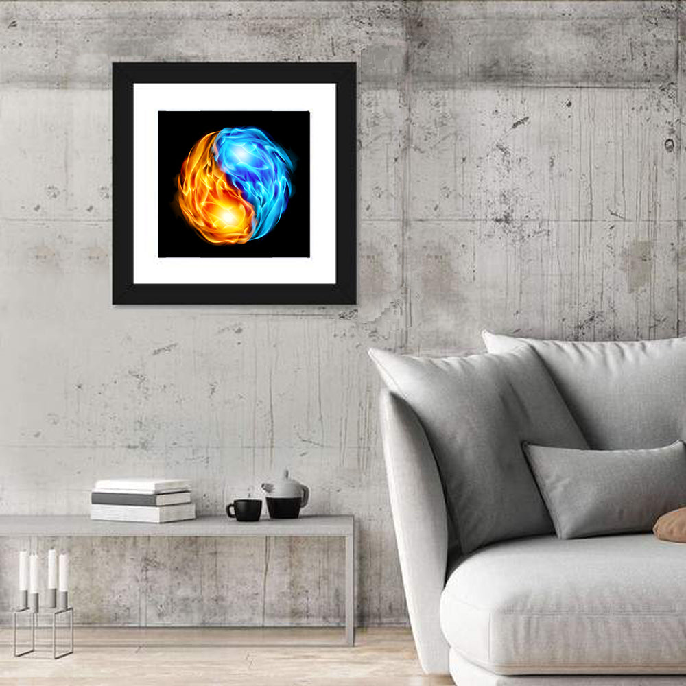 Flaming Yin Yang Symbol Wall Art