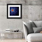 Blue Fractal Mandala Flower Wall Art