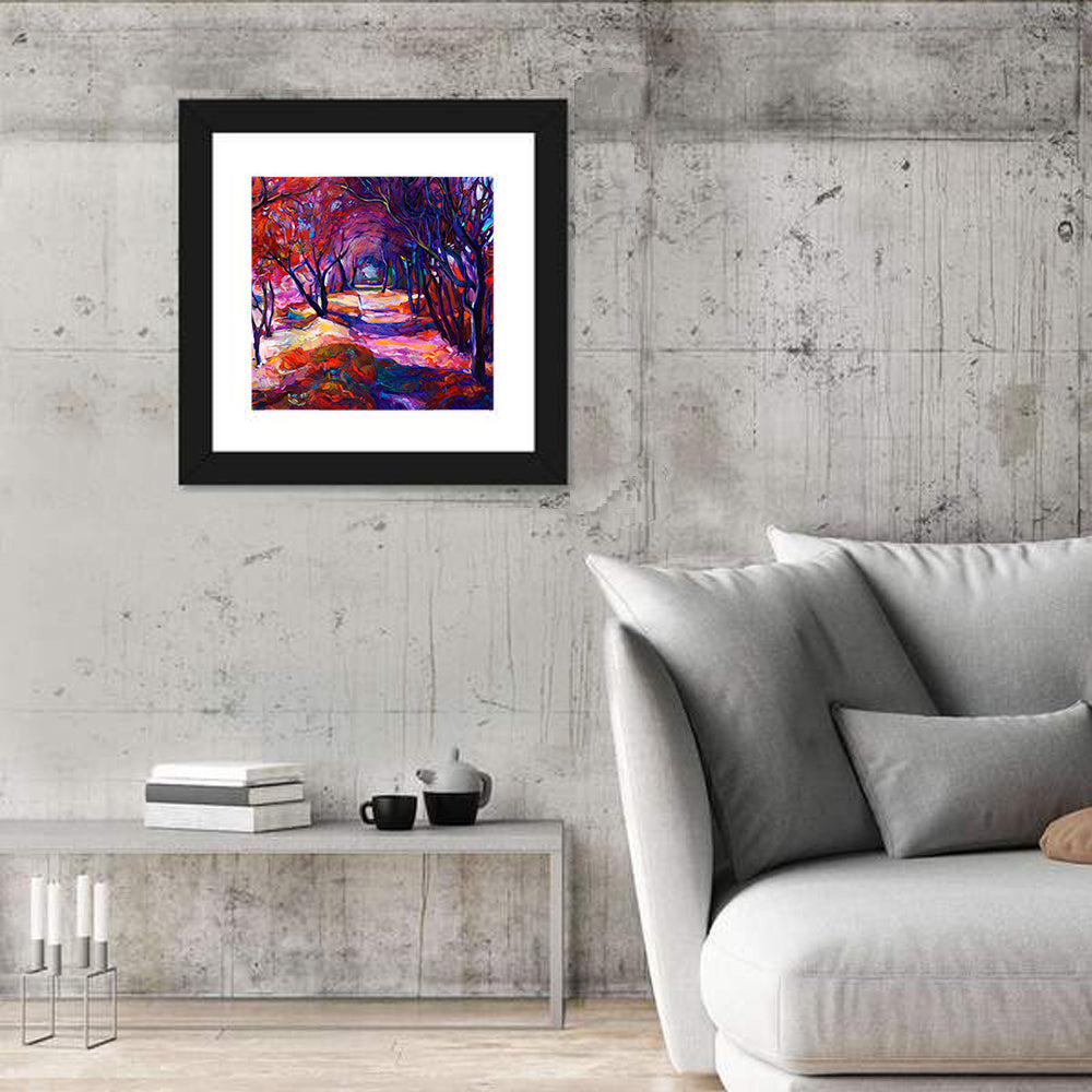Autumn Woodland Path Oil Painting Wall Art