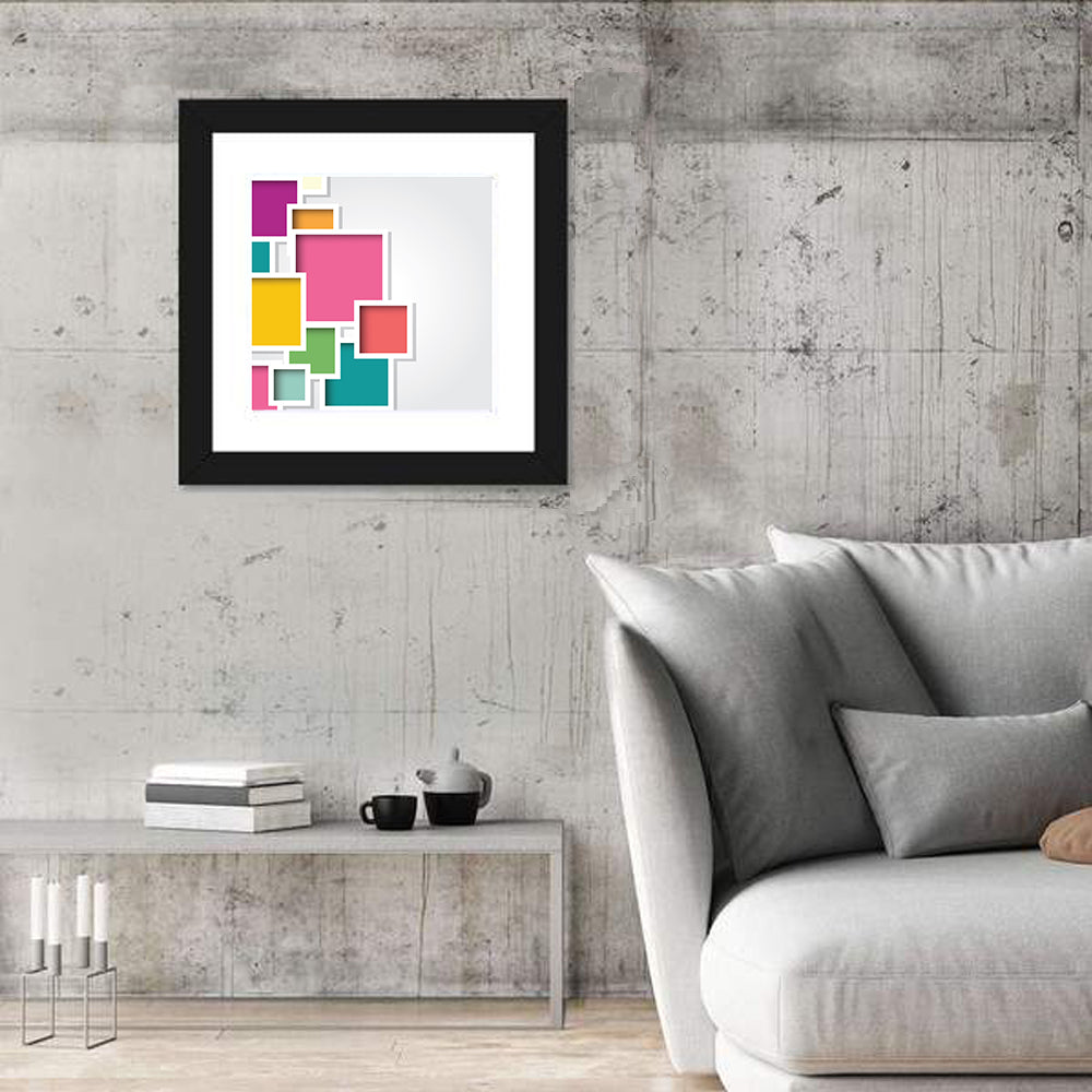 3d Layered Square Composition Wall Art in a room, square