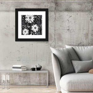 Monochrome Flowers Abstract Wall Art