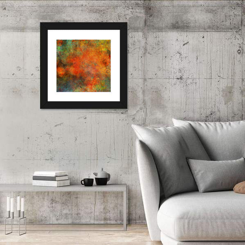 Bright Autumn Texture Wall Art in a room, square