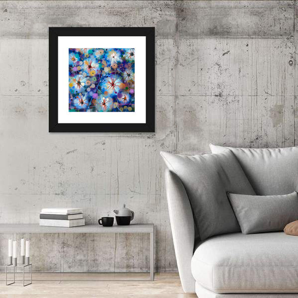 Blue Watercolor Floral Abstraction Wall Art