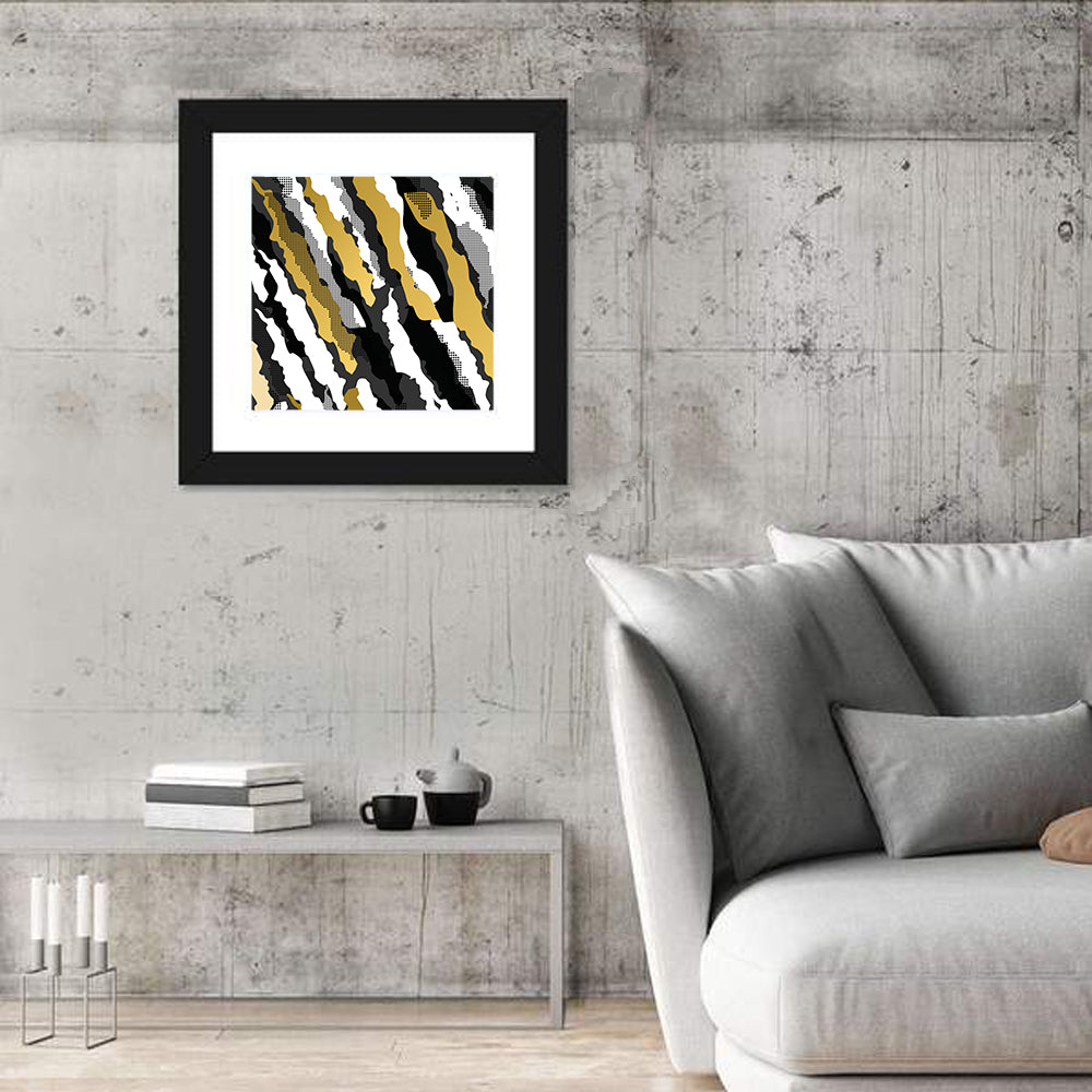 Retro 80s Diagonal Camouflage Pattern Wall Art