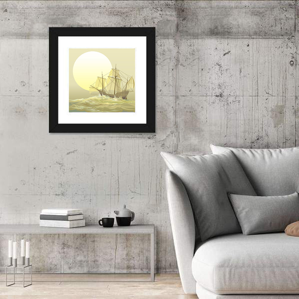 Ocean Ship Illustration Wall Art