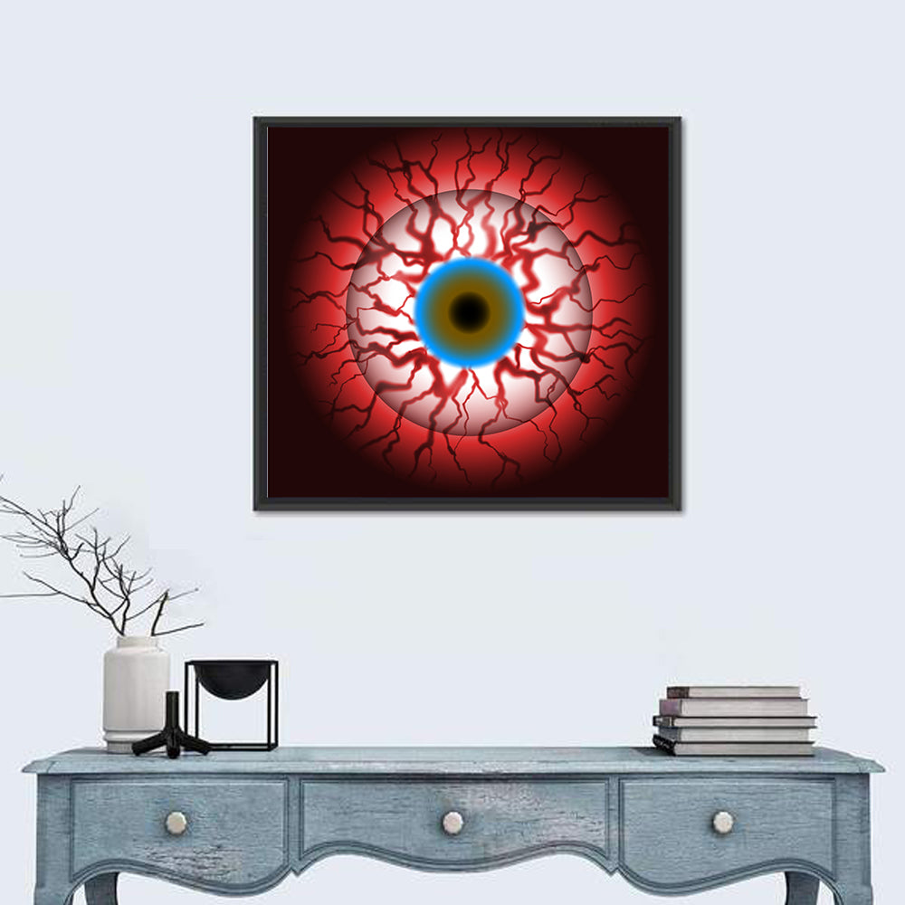 Close-up Eyeball Illustration Wall Art in a room, square